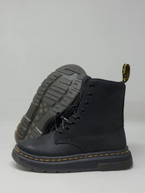 Dr. Martens Crewson Combat Boots Black Nubuck Lace Up Men's Size 4 New - Picture 1 of 10